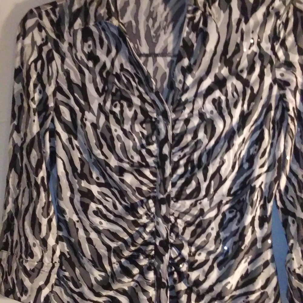 Essentials by Milano Zebra Button Sequined Size M - Picture 5 of 8
